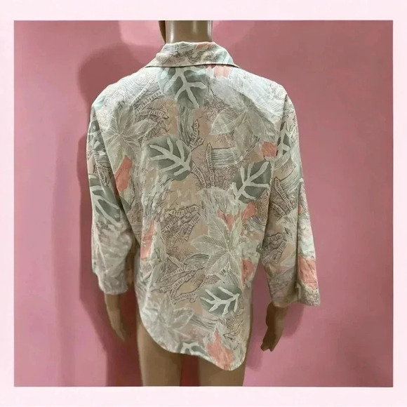 Vintage Cindy Collins novelty Blouse top pastel foliage print - - Picture 6 of 10